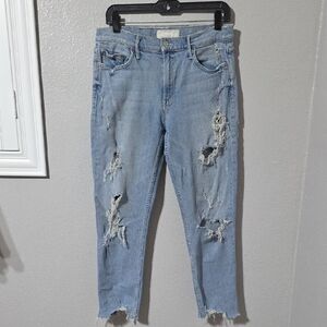 MOTHER The Sinner Light Wash Distressed Jeans Size 29